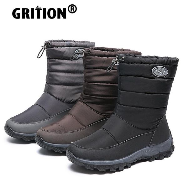 

grition women snow boots plus cashmere platform middle tube waterproof lightweight soft winter shoes non slip keep warm 2020 new, Black