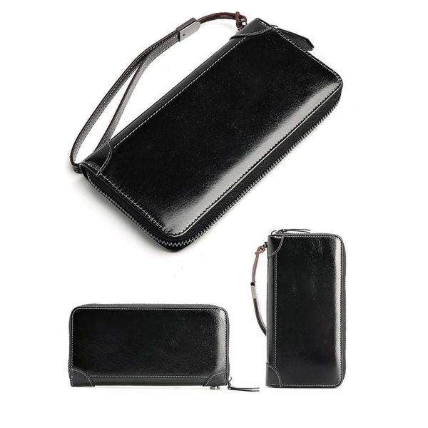 

hbp fashion real leather wallet for man hand zipper wallets card business card p holder with phone bag, Red;black