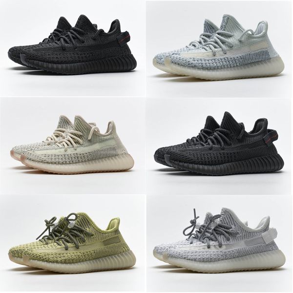 

kanye west static green refective casual shoes israfil comfortabl desert sage earth tail light zebra boys girl trainers sneakers, Black