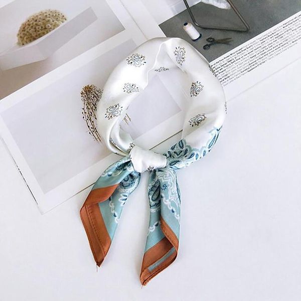 

scarves women scarf small size silk square necker chief office lady spring shawls 2021 summer, Blue;gray