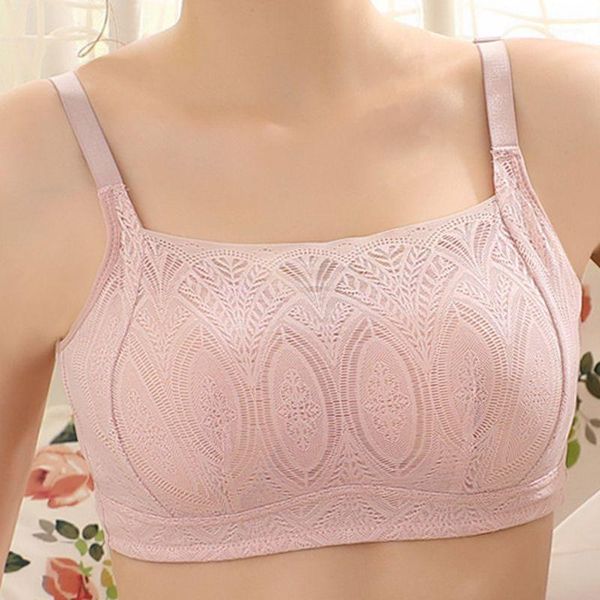 

bra-type bra anti-light breast-wrapping underwear women's non-steel ring lace breathable folding accessory breast thin back bra1, Red;black