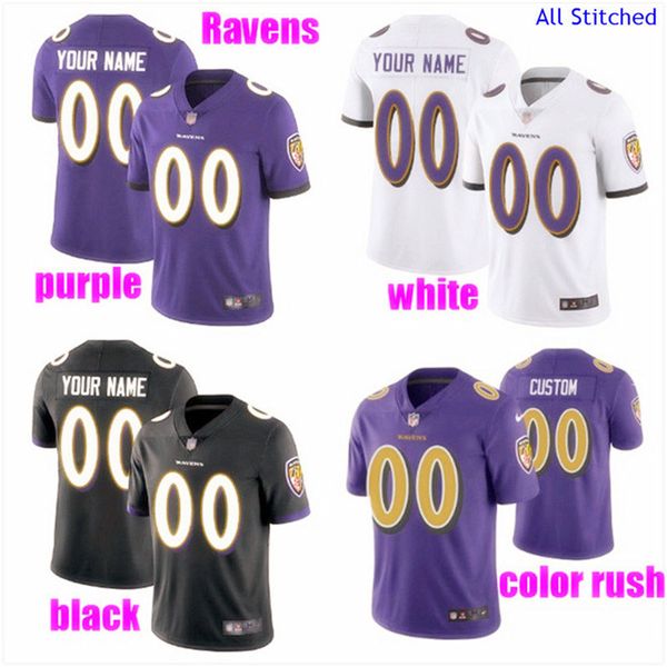 

custom american football jerseys for mens womens youth kids personalized fans name number color new player version jersey purple 4xl 5xl 6x, Black