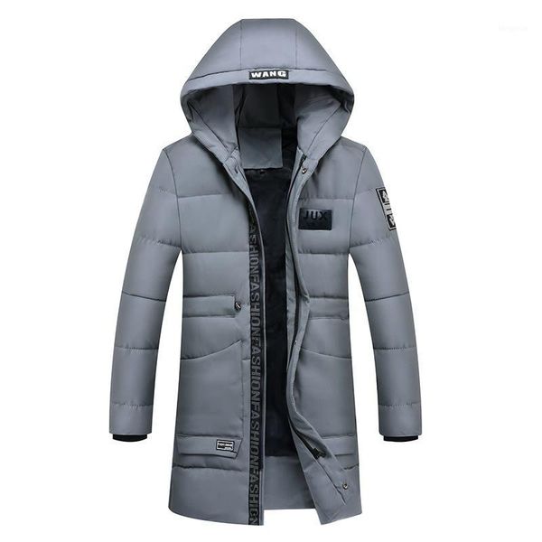 

zollrfea brand solid mens winter warm jacket long coat thick hooded cotton padded parkas male slim fashion outwear coat1, Black