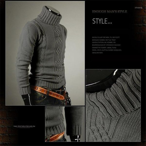 

fjun sweater men 2021 new autumn winter men turtleneck jacquard solid color slim full warm sweaters new arrivals1, White;black