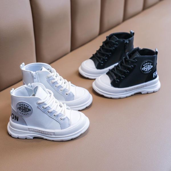 

autumn winter leather children boots boys girls martin shoes fashion embroidered soft non slip ankle snow boots wmtebk xhlove, Black