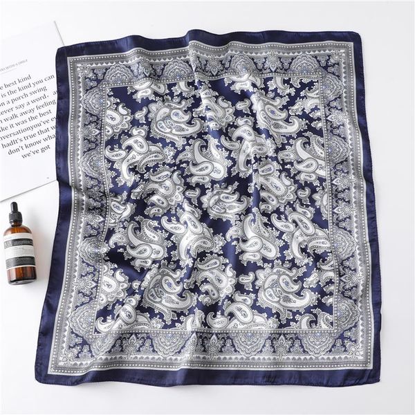

square silk scarf for women neck hair band bag scarves foulard female neckerchief small headband shawls and wraps bandana sqcuro bdefashion, Blue;gray