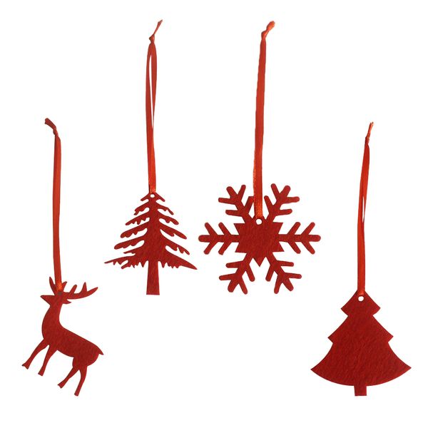 

12pcs merry christmas fabric hanging tags snowflake elk xmas tree ornaments