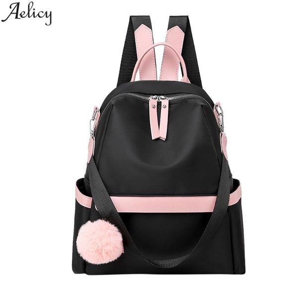 

aelicy women's wool ball ornaments simple shoulder bag student bag casual fashion oxford cloth waterproof travel 2020