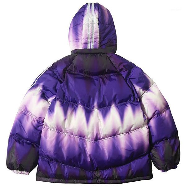 

men's down & parkas 2021 reflective puffer jacket streetwear men windbreaker harajuku winter padded coat hip hop hooded parka stripe1, Black