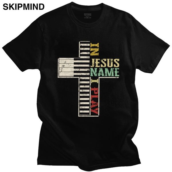 

retro in jesus name i play short sleeve christian music christ cross piano lover merch sport hooded sweatshirt hoodie t shirt