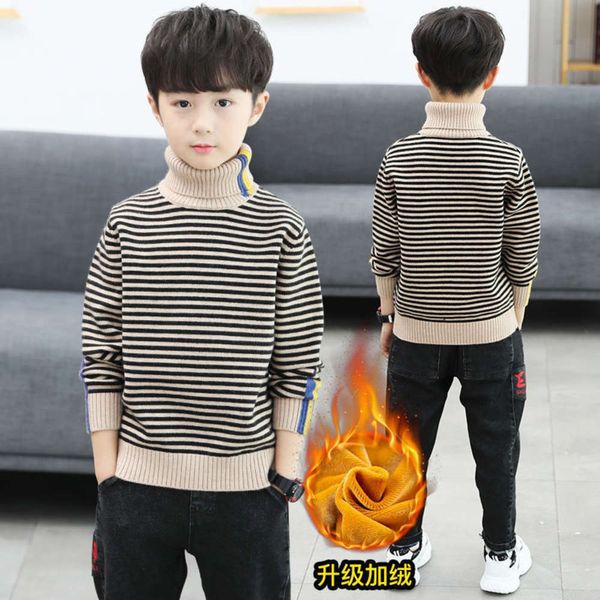 

boys' sweater, pullover, plush thickened wear, autumn winter wear 2020 new middle and small children's korean sle high, Blue