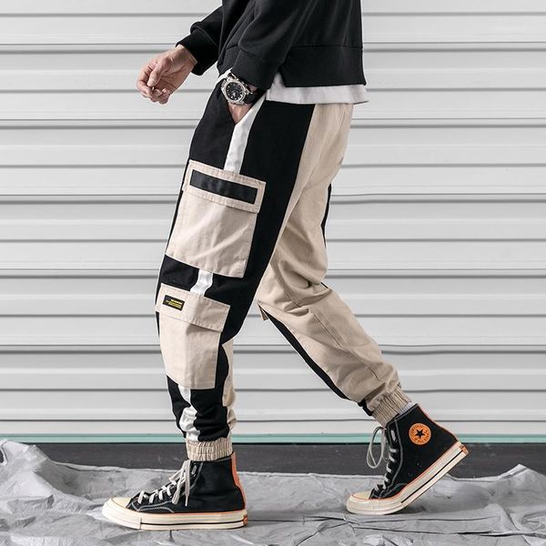

2019 spring streetwear joggers men spliced pockets man trousers patchwork design mens jogger pants1, Black