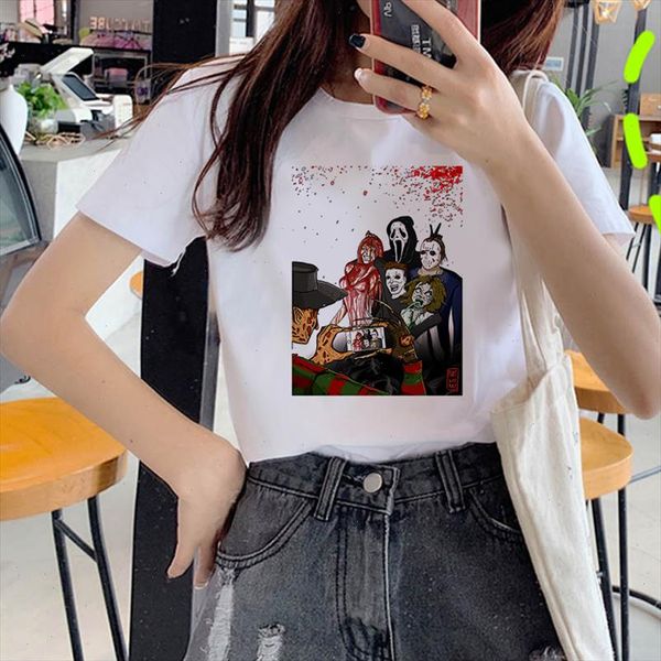 

clown funny short t shirt joker short sleeve graphic tees women ladies casual harajuku graphic t shirt short sleeve kawaii tee, White