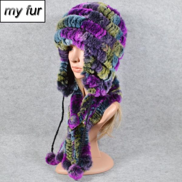 

beanie/skull caps 2021 women winter outdoor 2 pieces sets rex fur hat scarf cap scarves neckerchief hats, Blue;gray