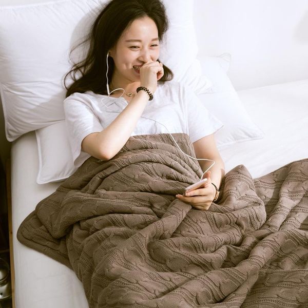 

blankets cotton blanket double twist plus cashmere european style retro knitting leisure solid color warm blanket1