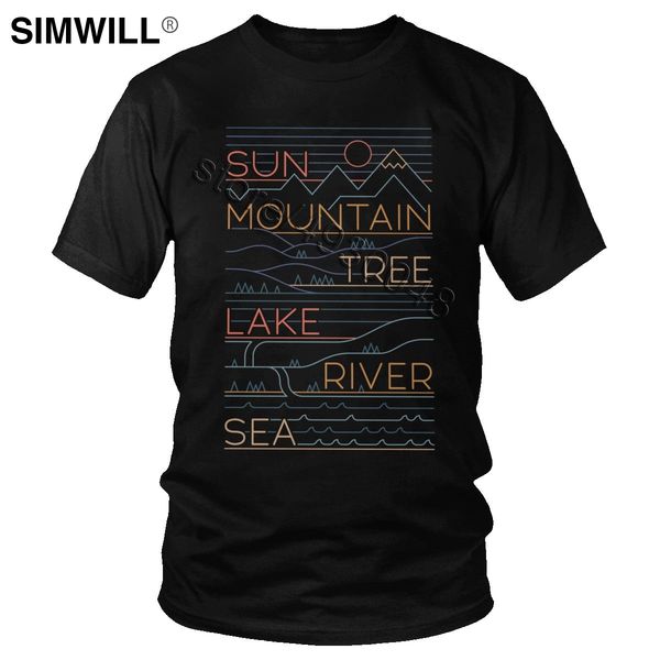 

trendy sun mountain tree breathable short sleeve geometry fashion tee casual urban tshirt big size hooded sweatshirt hoodie men t shirt
