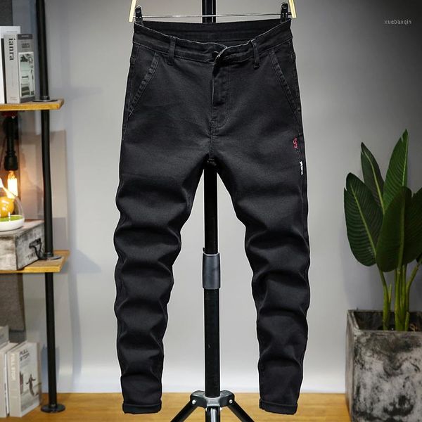 

new jeans men stretch summer business casual slim straight jeans fashion denim pants male trousers regular fit black slim pants1, Blue