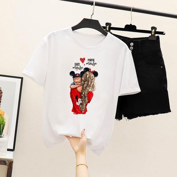 

mother's love super mama summer funny t-shirt women vintage lady casual korean cute fashion clothing chic streetwear vogue, White