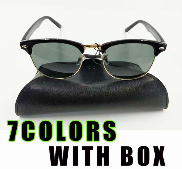 

summer men metal sunglasses glass lenses driving glass cycling glasses women bicycle driving glasses with box +case 7colors ship, White;black