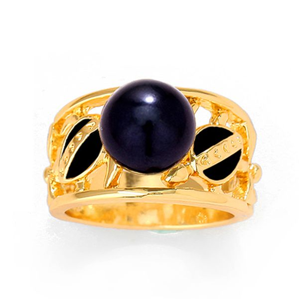 

engagement fashion rings jewelry colorful fashion crystal 14k gold plated engagement jewelry black pearl hawaiian rings for women, Silver
