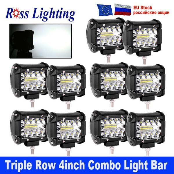 

10pcs 4inch 60w tri-row led light bar led work light car tractor boat offroad 4x4 truck suv atv driving 12v