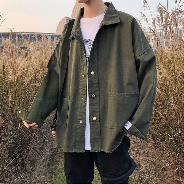 

men jackets single breasted leisure pockets solid soft harajuku male trendy students ulzzang all-match cargo jacket new, Black;brown