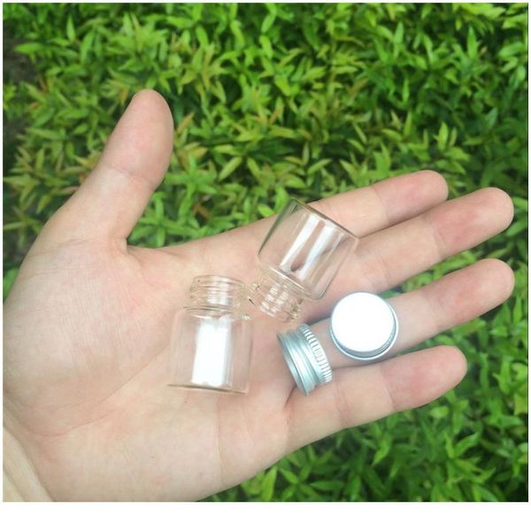 

27*35*14mm 8ml mini glass bottles with metal cap empty small wishing bottle glass vials jars jllktu