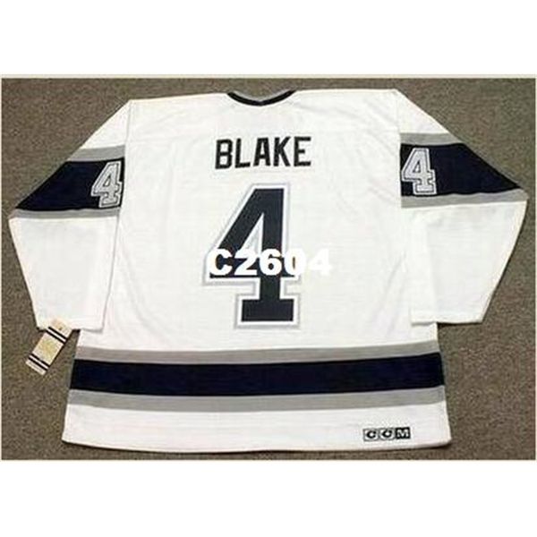 

men #4 rob blake los angeles kings 1993 ccm vintage retro away hockey jersey or custom any name or number retro jersey, Black