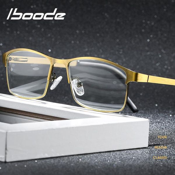 

iboode men business reading glasses titanium alloy vintage anti-blu-ray hd computer goggles for men +1.0 +1.5 +2.5, White;black
