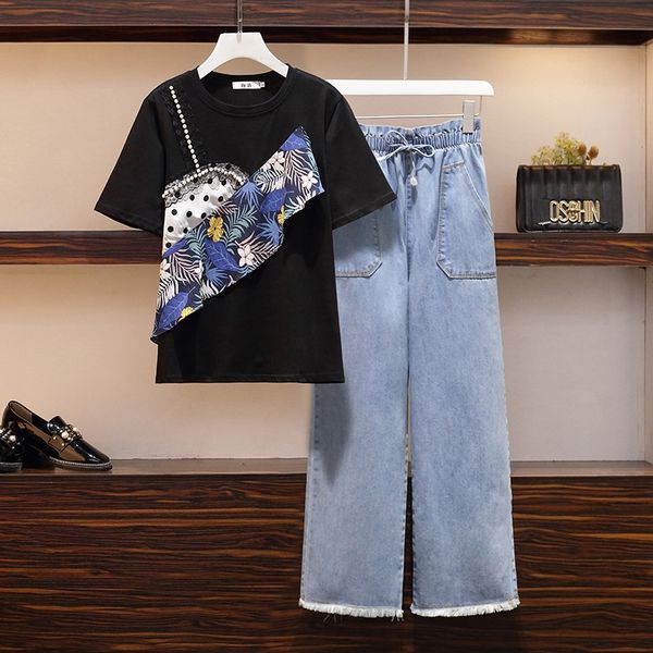 

2020 summer new large size women's fashion casual summer two-piecenew two-piecesuit elegant waist slimming and age-reducing hipster two, Gray