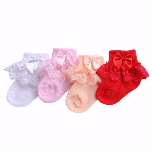 

bow lace baby socks newborn cotton baby girls sock cute toddler socks princess style baby accessories y201009, Pink;yellow