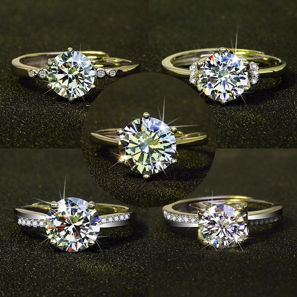 

wedding rings classic white gold plated round cut zircon ring bridal band engagement jewelry promise for women lover gift, Slivery;golden