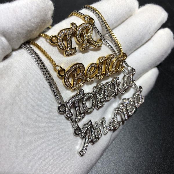 

chains custom iced name pendant female jewelry, Silver