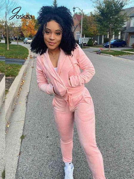 

pink y2k women 2 piece set velvet long sleeve hooded zipper up crop drawstring legging female casual streetwear, White