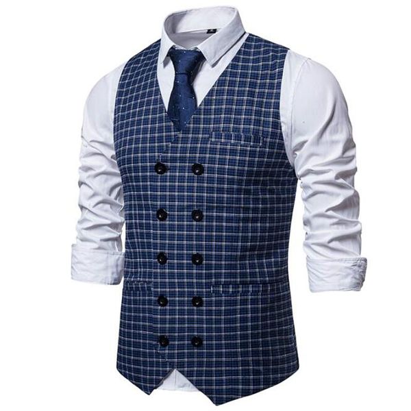 

свадебное платье 2020 жилет мужского gilet homme костюм двойного брестед плед vintage жилет костюм мужчины terno тонкого hombres мужчина для, Black;white
