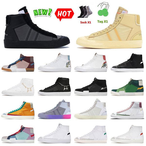 

luxury fashion women mens casual shoes blazer mid 77 vintage black white off beige lx lucky charms pendants zooms premium sb mosaic pack wit