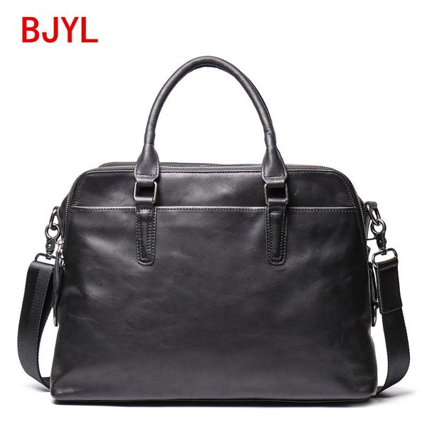 

new soft black leather handbag men portable briefcase women shoulder messenger bag large capacity computer bag a4 file 14