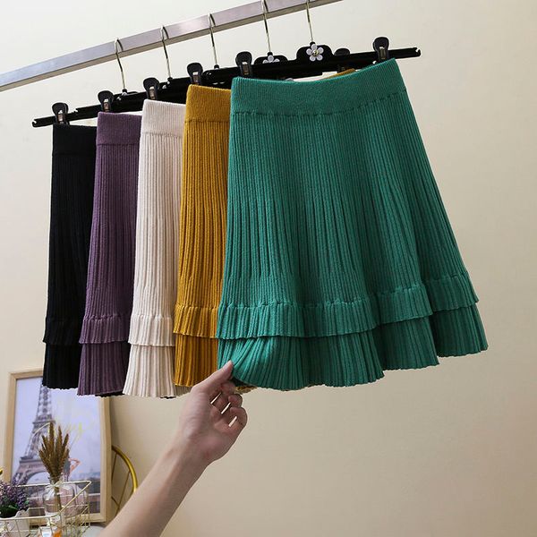 

2021 autumn new winter high-waisted double-sided women with short female hip skirts crocheted y301 ja27, Black