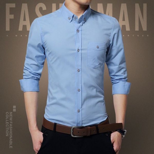 

spring and autumn new mens fashion long sleeve shirt simple fashion youth korean casual mens shirts, White;black