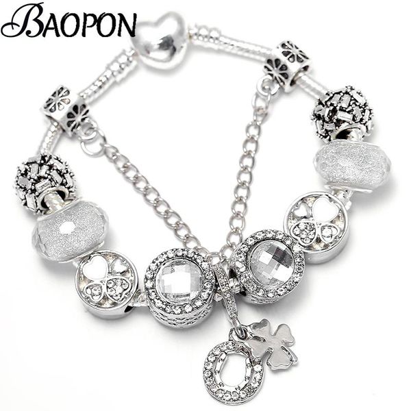 

baopon spring style diy charm bracelet with nice murano beads snake chain fine bracelet for women jewelry gift dropshipping, Golden;silver