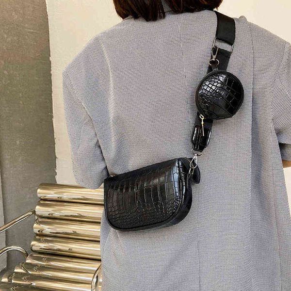 

shopping bags vintage feminino crossbody bolsa de ombro 2022 tendncias cor slida jacar padro s mini redondo pingente casual senhoras 220304