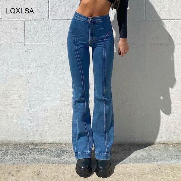 

retro vintage y2k flare jeans for women high waist harajuku denim sweatpants streetwear korean aesthetic 90s pants cuteandpsycho1, Blue