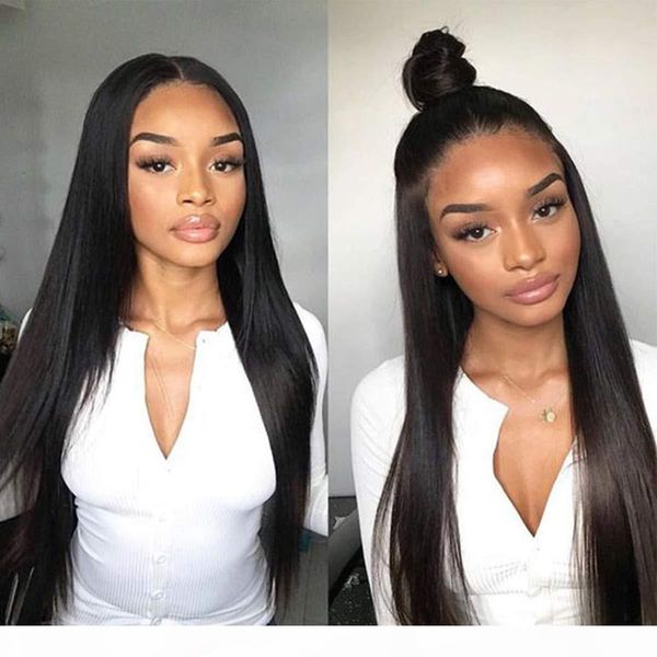 

silky straight lace front wig brazilian virgin human hair full lace wigs for women natural color, Black;brown