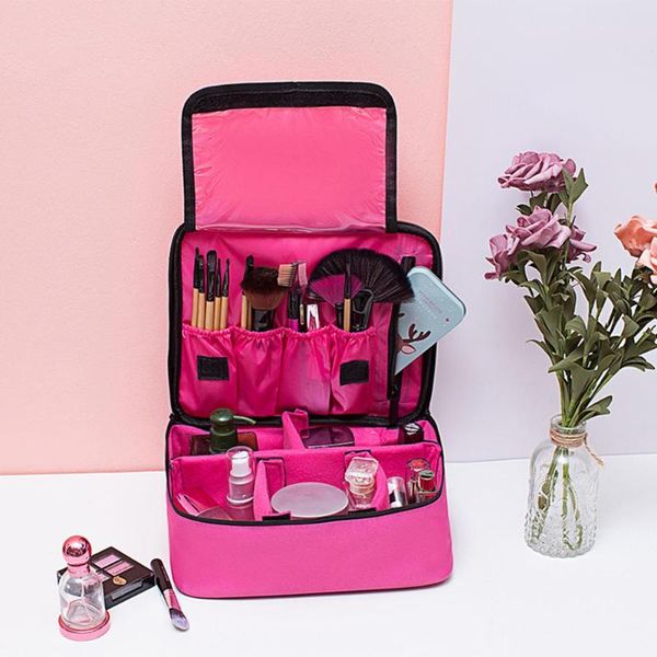 

women professional large makeup bag cosmetic case multifunction storage waterproof portable travel make up handle organizer