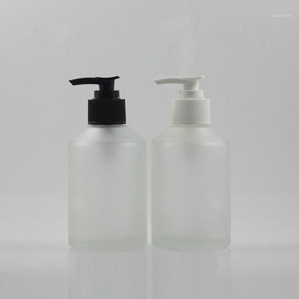 

glass empty clear lotion bottle 200ml with black/white pump1