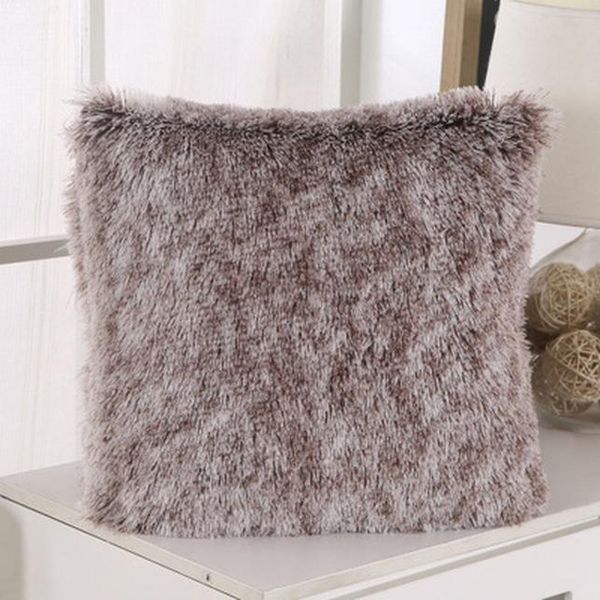 

double colour long fur plush cushion covers sofa kussenhoes coussin decoration decorative throw pillowcase travesseiro cojines swy bbybim