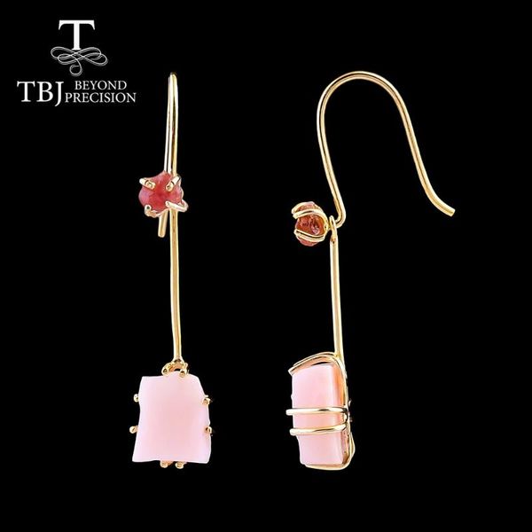 

dangle & chandelier handmade hook earring with natural fancy color spinel pink opal gemstone rough unique design fine jewelry 925 sterling s, Silver
