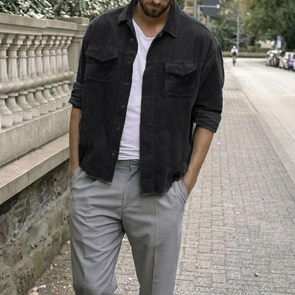 

mens vintage long sleeve slim button down outwear office work party, Black;brown