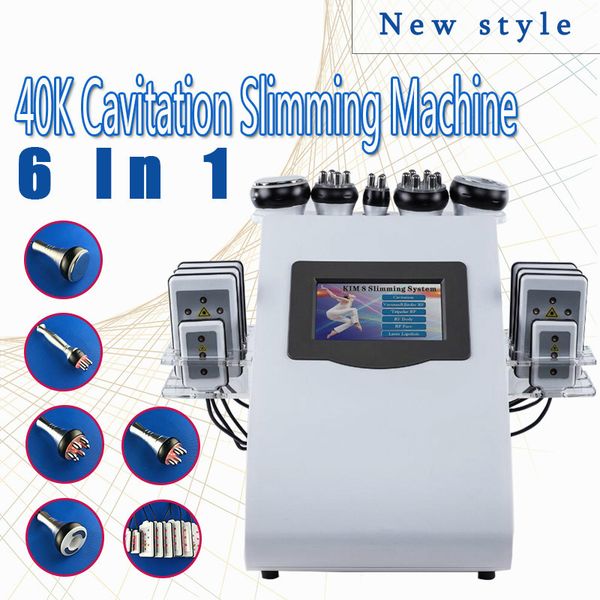 

new promotion 6 in 1 ultrasonic cavitation vacuum radio frequency lipo laser slimming machine for spa dhl fedex shipping