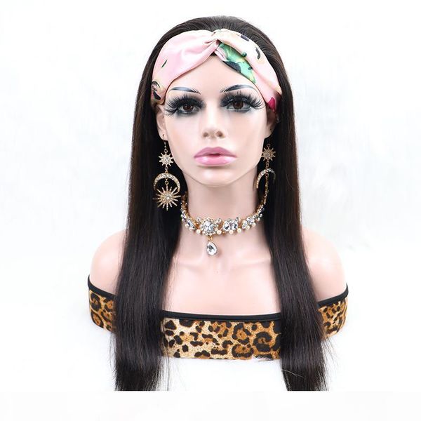 

human hair headband wigs human hair super easy half wig brazilian virgin hair full texture wigs for black women, Black;brown